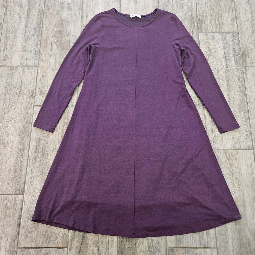 Kettlewell A-Line Dress Size M Purple Long Sleeve Jersey Knit Casual Comfort